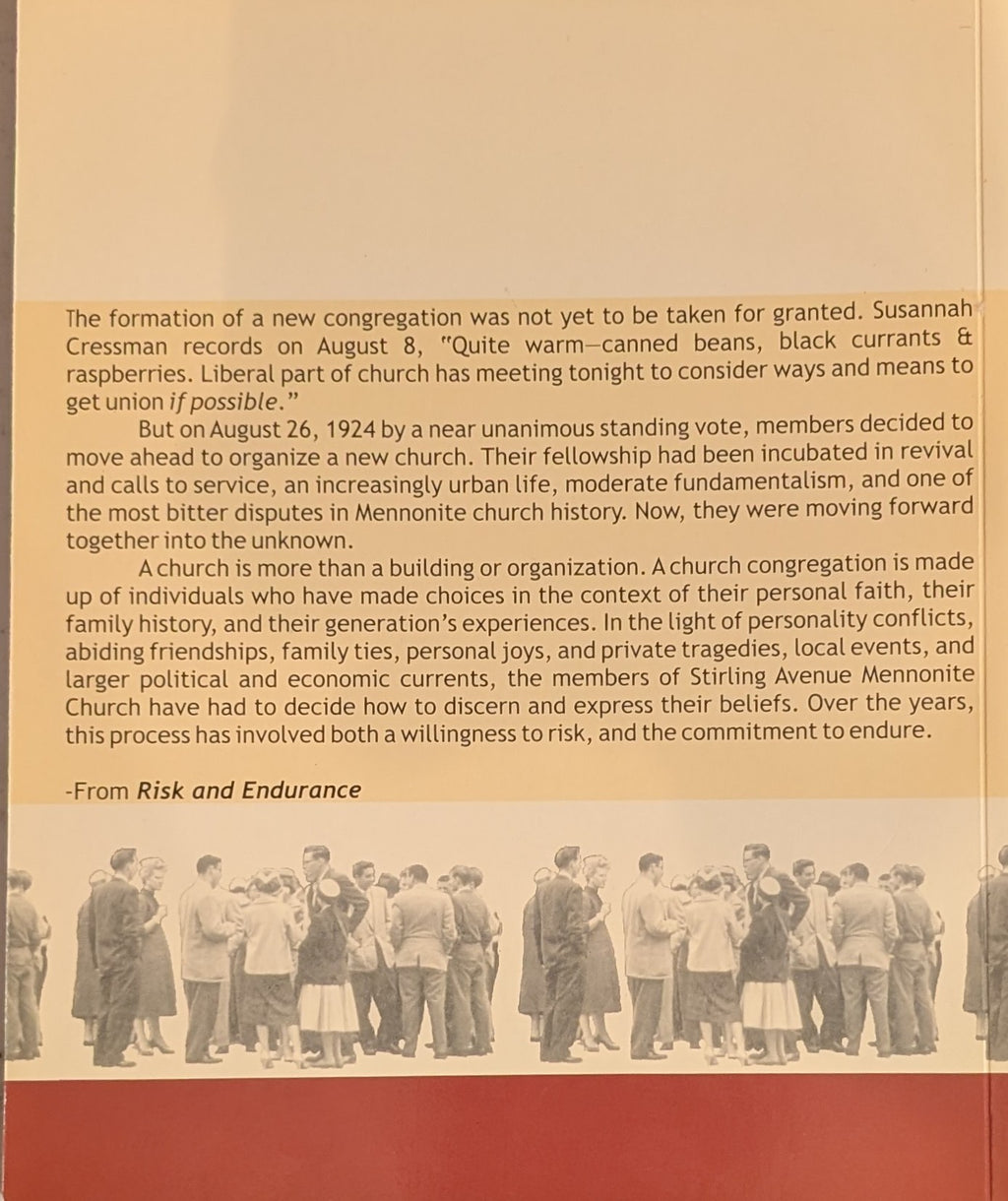 Risk and Endurance / A History of Stirling Avenue Mennonite Church