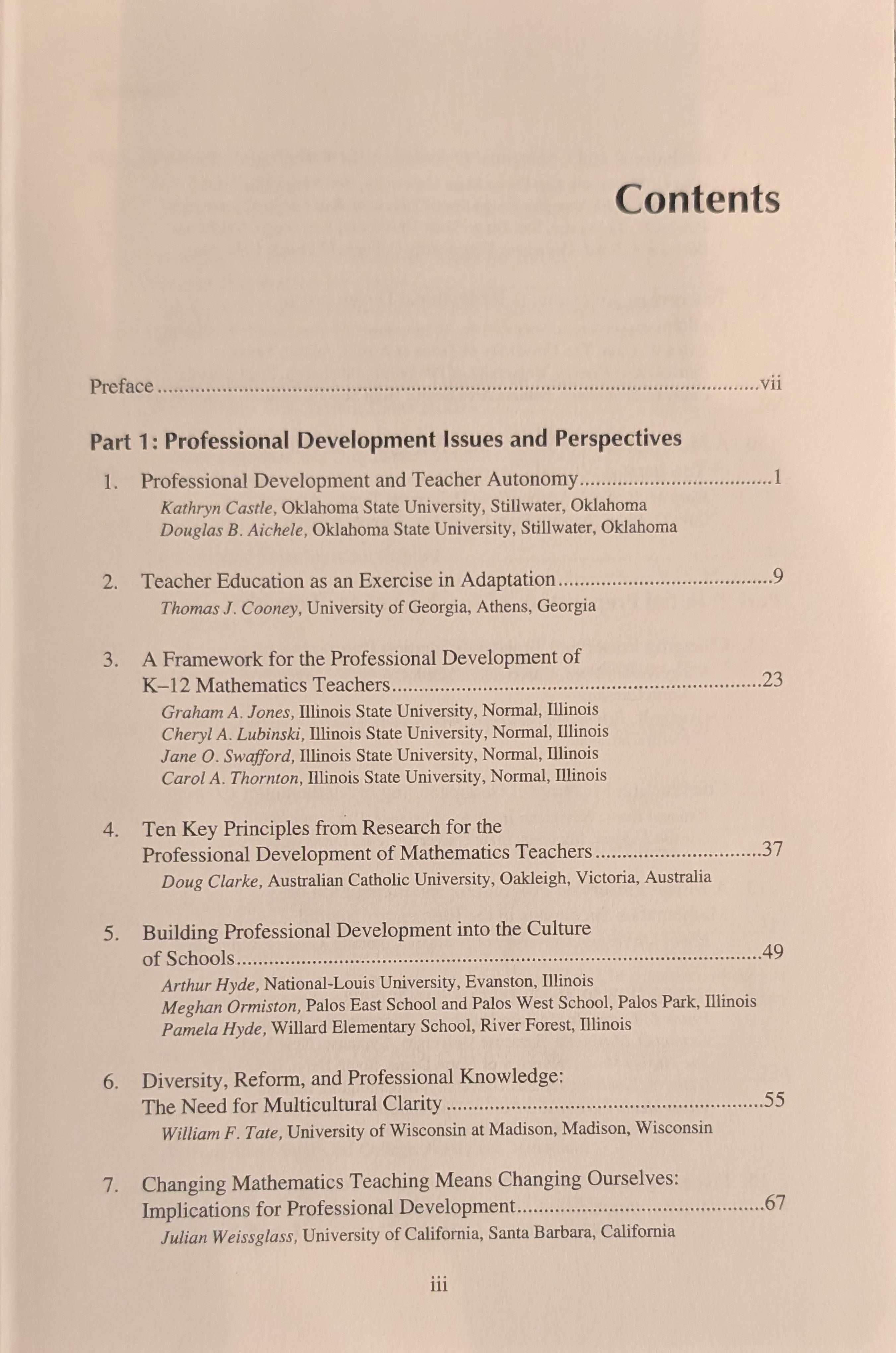 Professional Development for Teachers of Mathematics